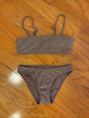 Aeropostale Metallic Heather Gray Bikini Set Small bottom, Medium top